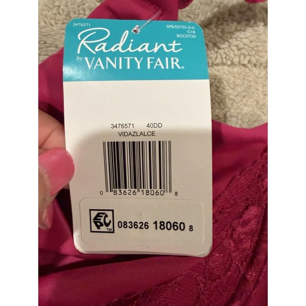 NWT Vanity Fair Bra, Radiant Collection 40DD Burgundy Underwire